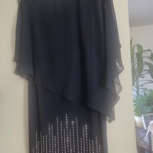 Elegant Blue Dress with Rhinestone Detailing